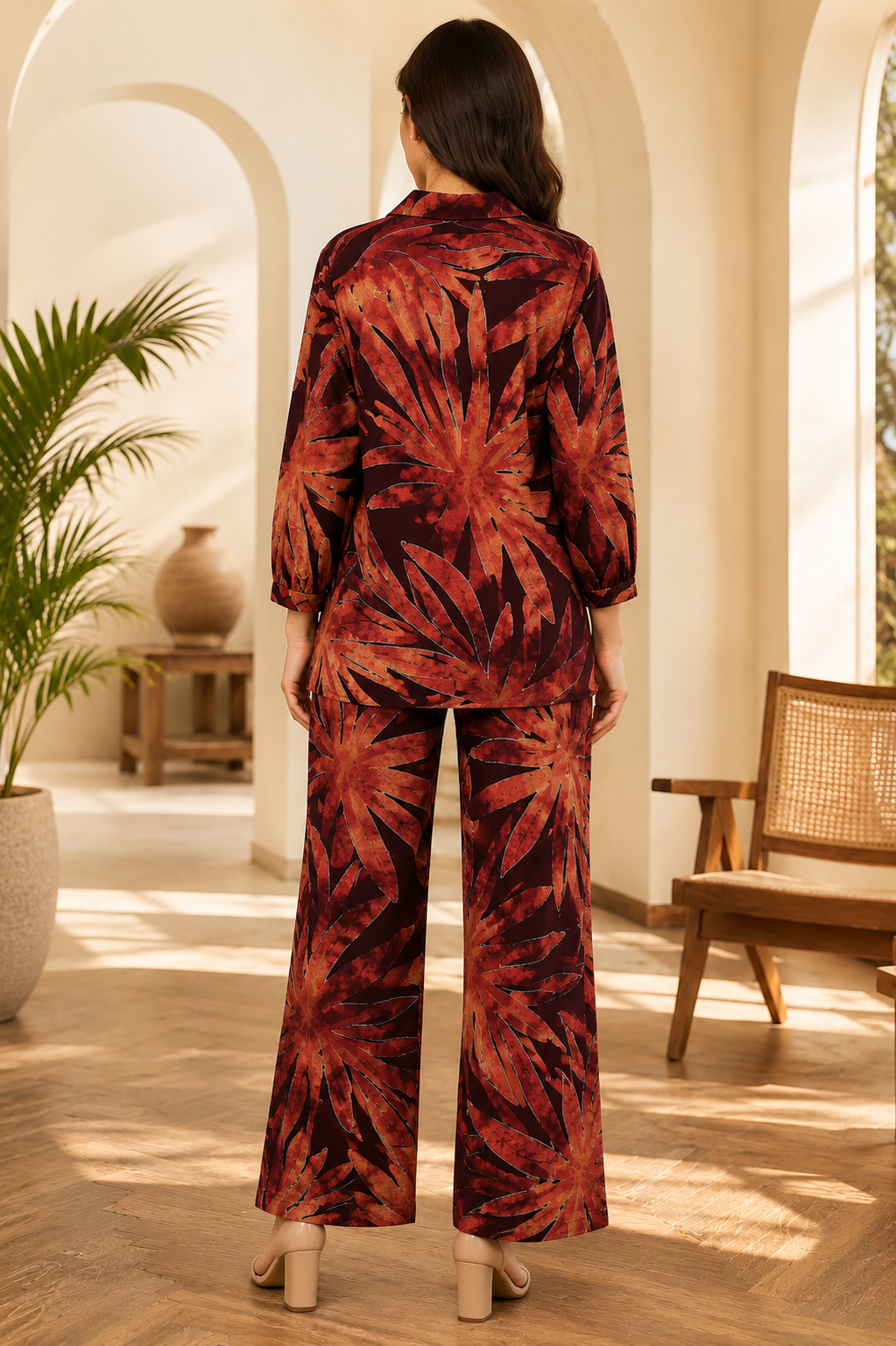 Purple Floral Printed Chanderi Co-Ord Set For Women | Claura