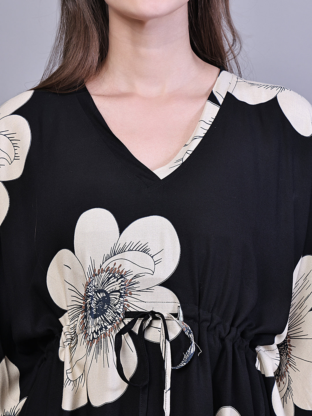 Lifestyle shot of floral printed Kaftan Dress for women