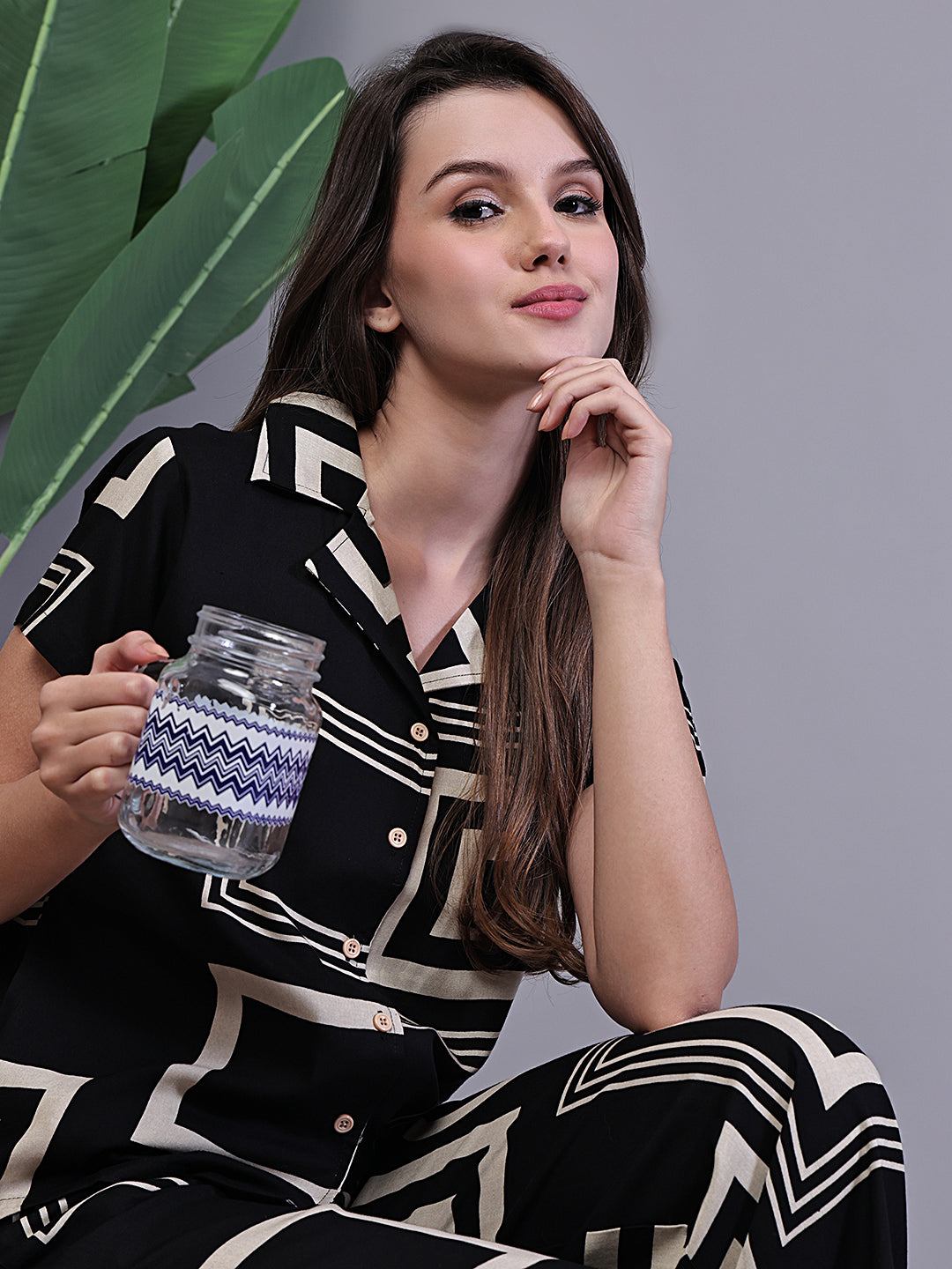 Close-up of Viscose Rayon fabric on Black Night Suit