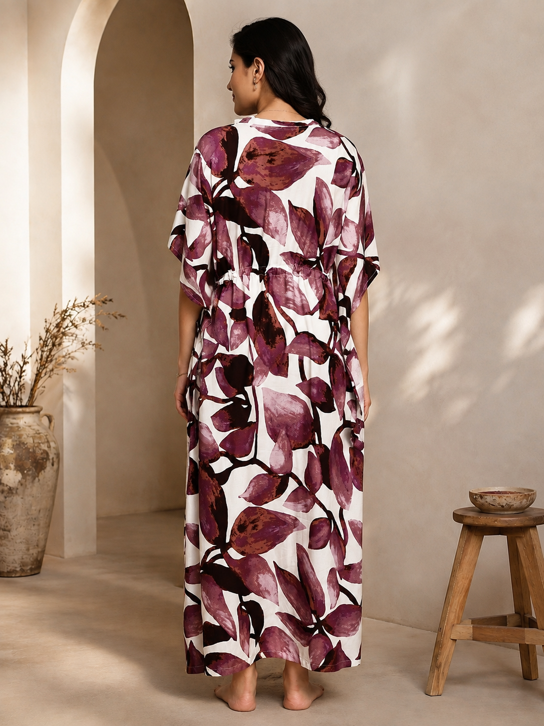 Purple Georgette Beach Coverup Kaftan | Claura