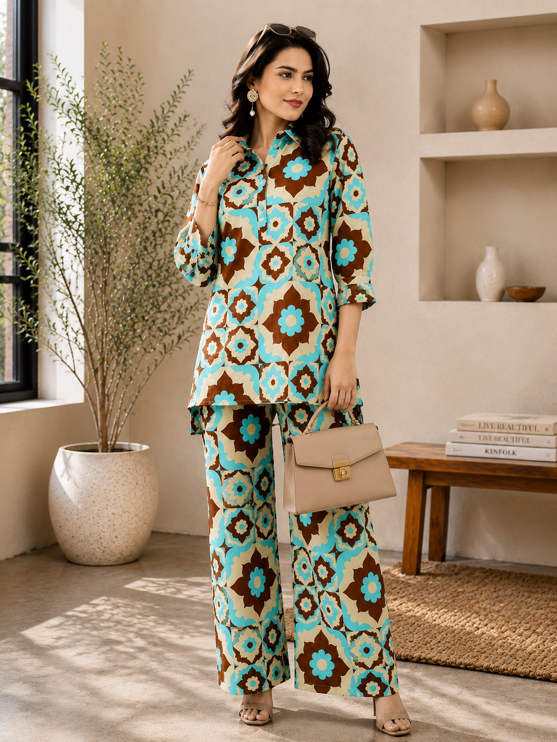 Multi-Color Abstract Stylish Set Co-Ord Set for Women