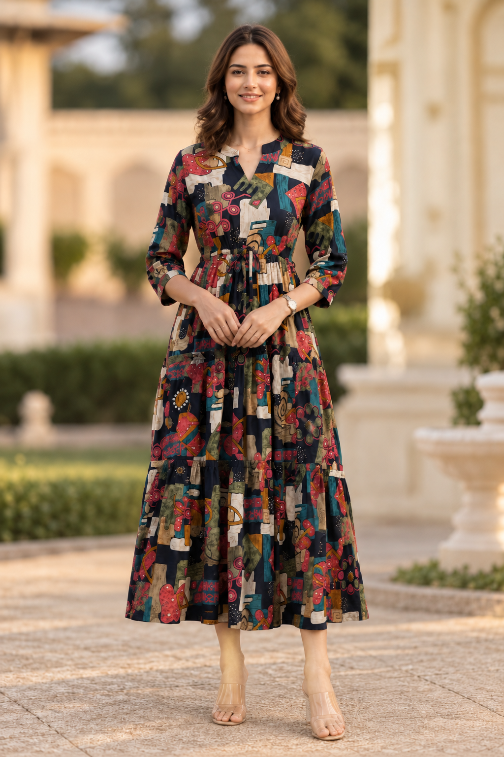Black Chanderi Abstract Dress | Claura