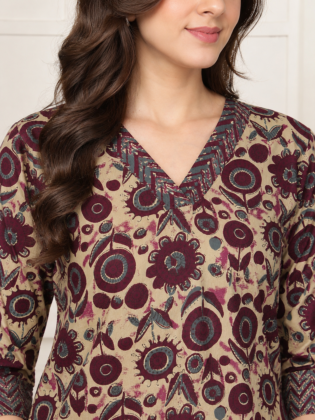 Purple Floral Printed Cotton Night Suit For Women | Claura