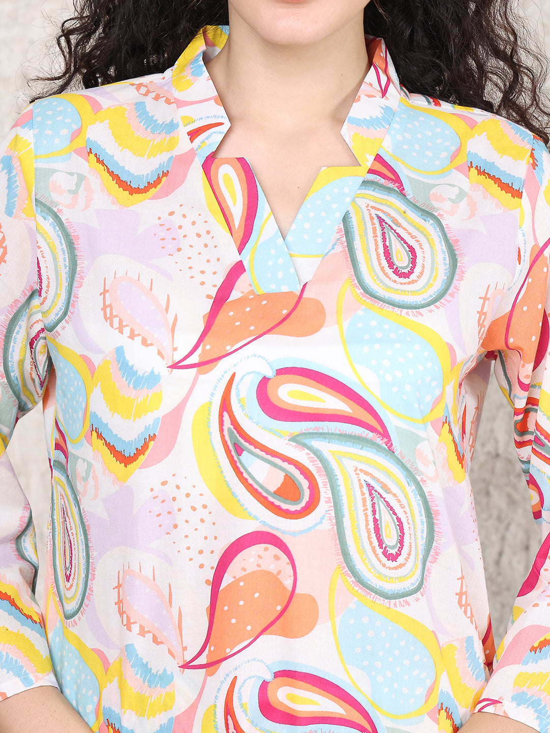 Multi Colour Abstarct Printed Cotton Night Suit For Women