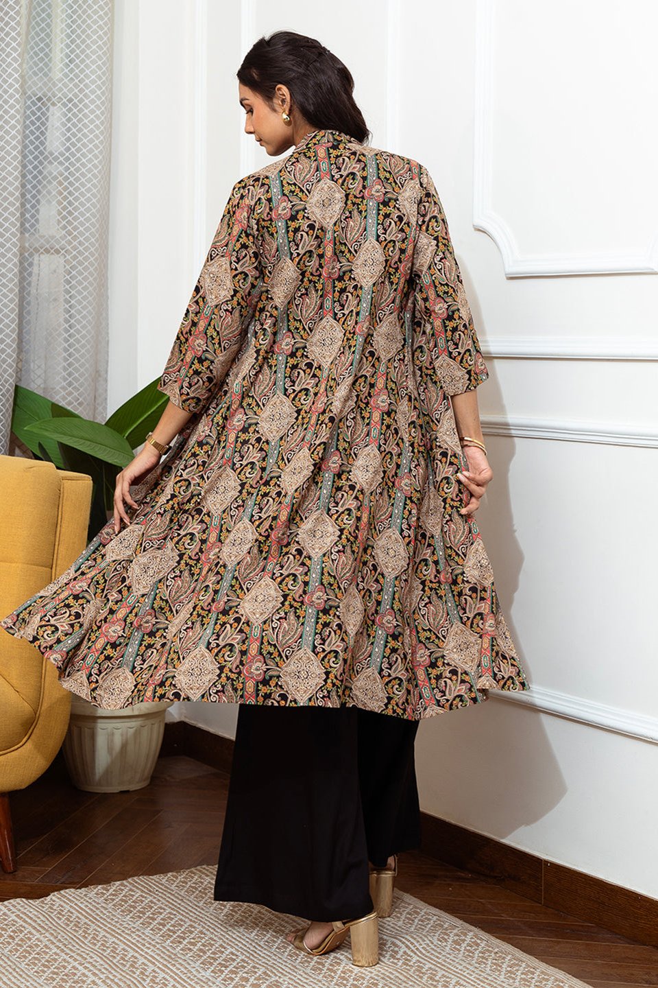 Black Abstract Printed Viscose Rayon Co-Ord Set | Claura