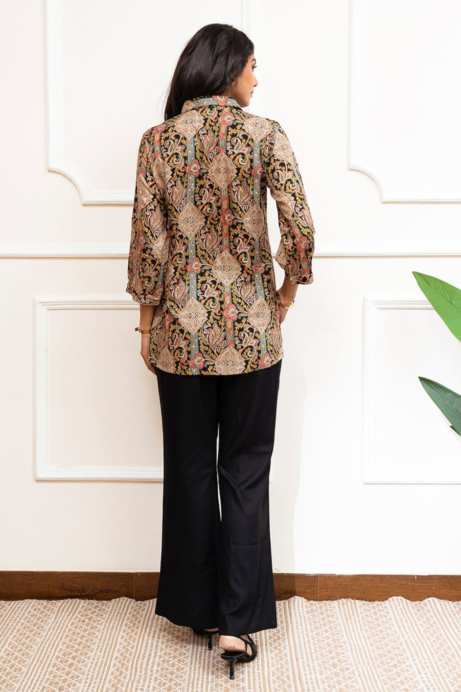 Black Abstract Printed Viscose Rayon Co-Ord Set | Claura