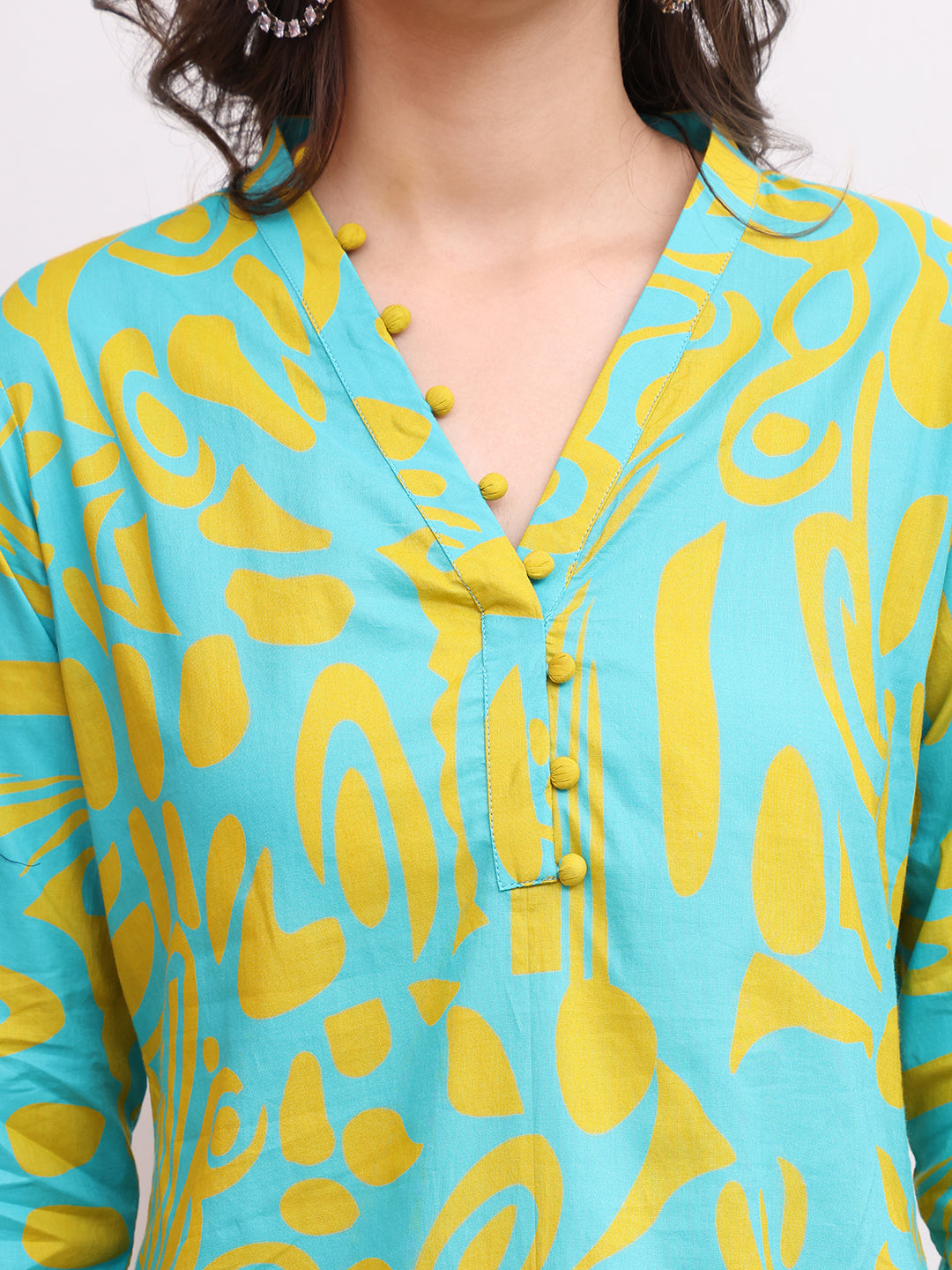 Blue Color Abstract Printed Cotton Co-ord Set | S-XXL | Claura