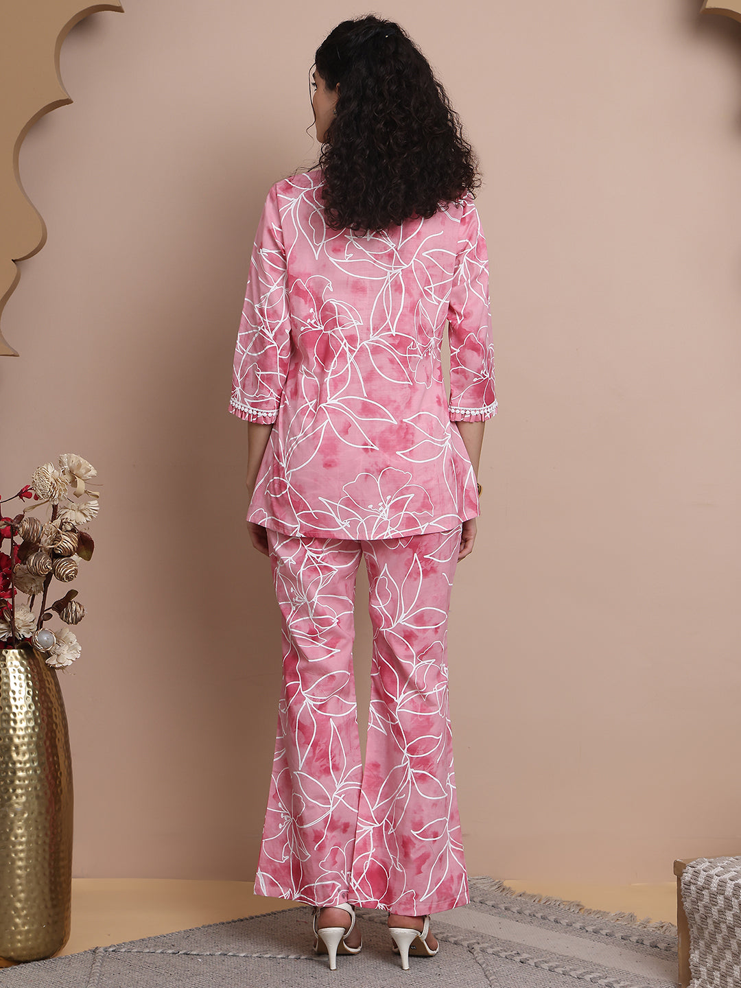 Pink Colour Abstract Printed Cotton Co-ord Set