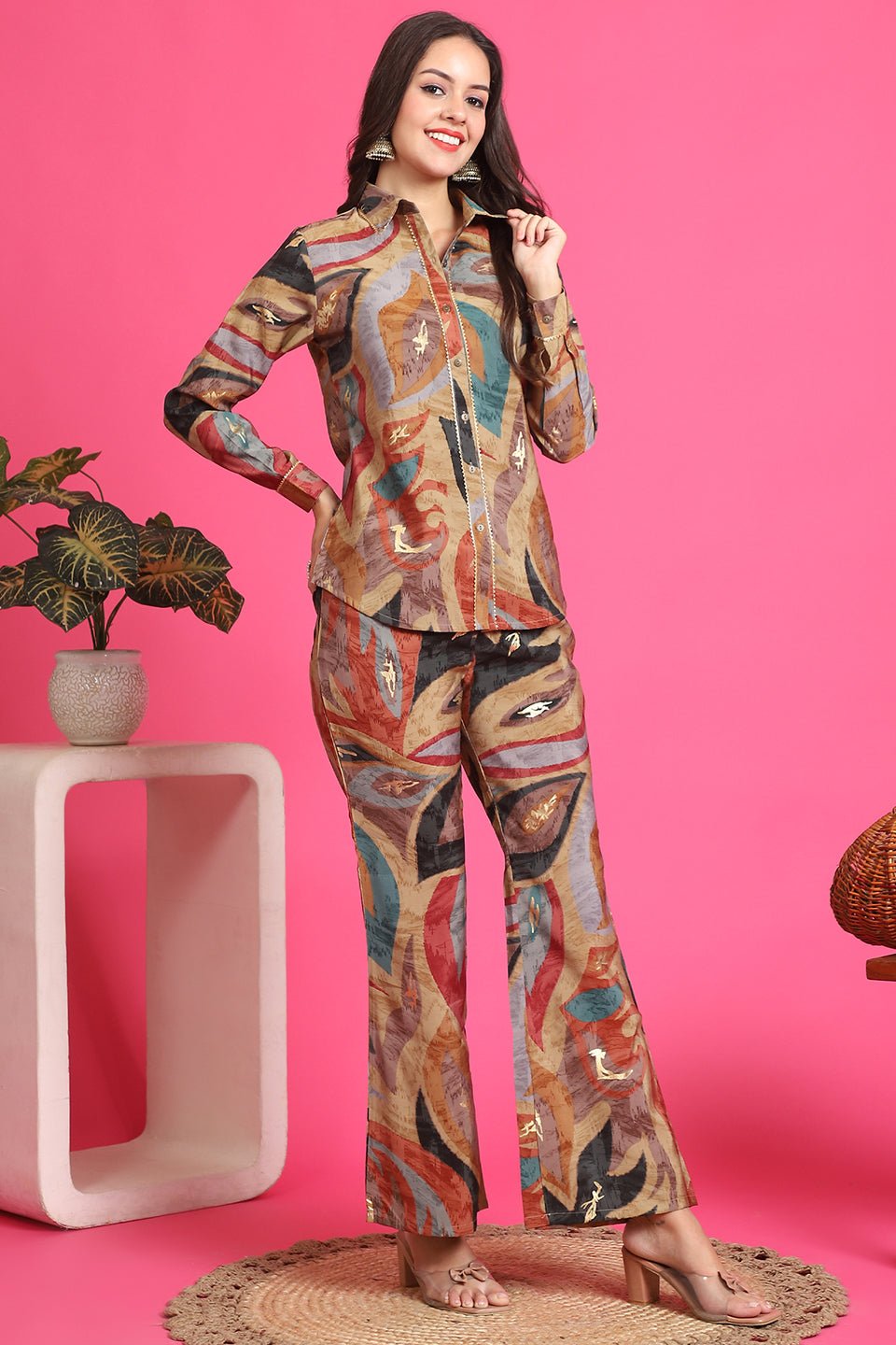 Lifestyle shot of Abstract Printed Co-Ord Set