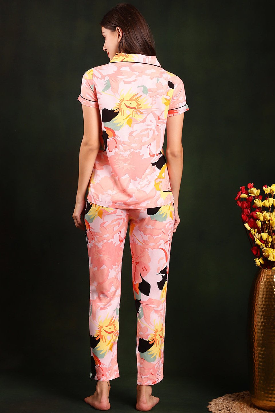 Multi-Color Floral Printed Pure Cotton Night Suit for Women by Claura
