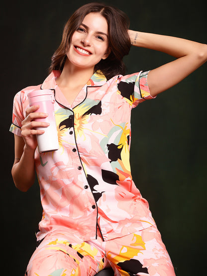 Multi Color Floral Printed Pure Cotton Nightsuit For Women