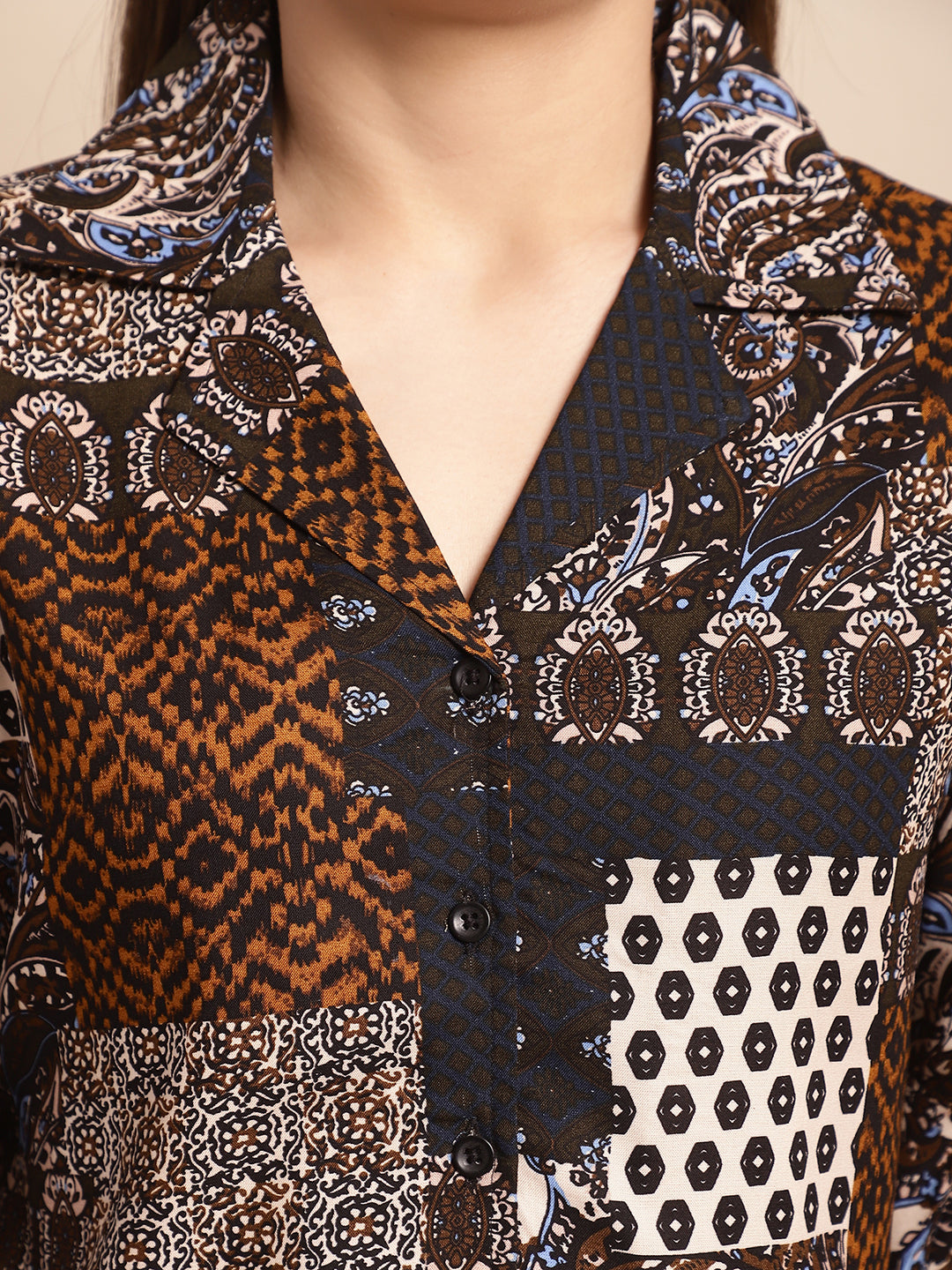 Black & White Abstract Printed Viscose Rayon Co-Ord Set for Women | Claura
