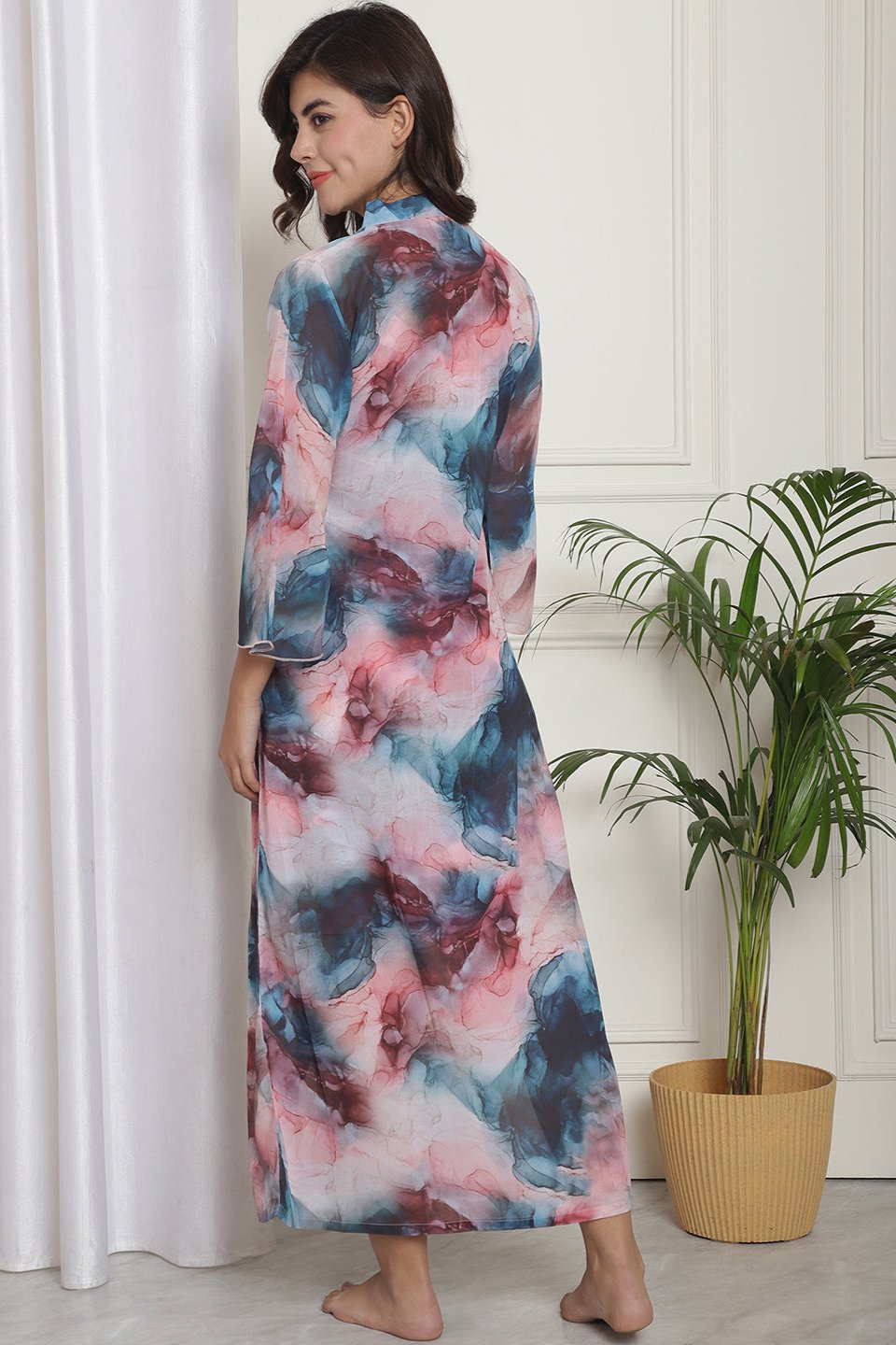 Close-up of polyester fabric on multi-color beach dress