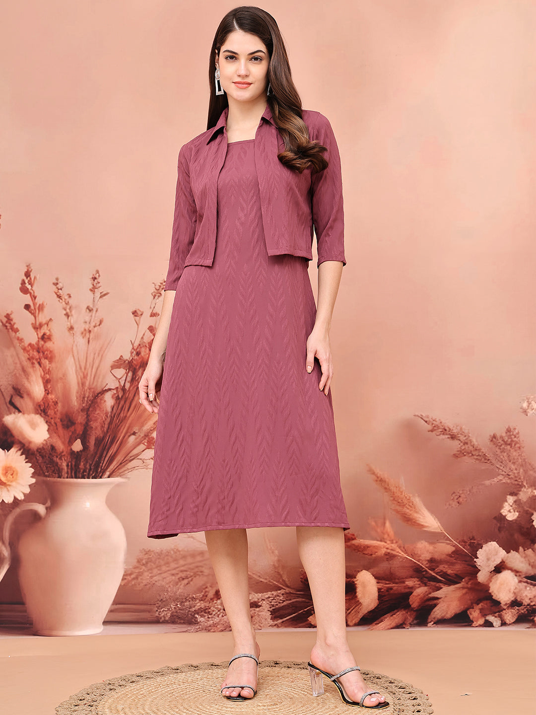 Purple Color Self Design Ethnic Dress