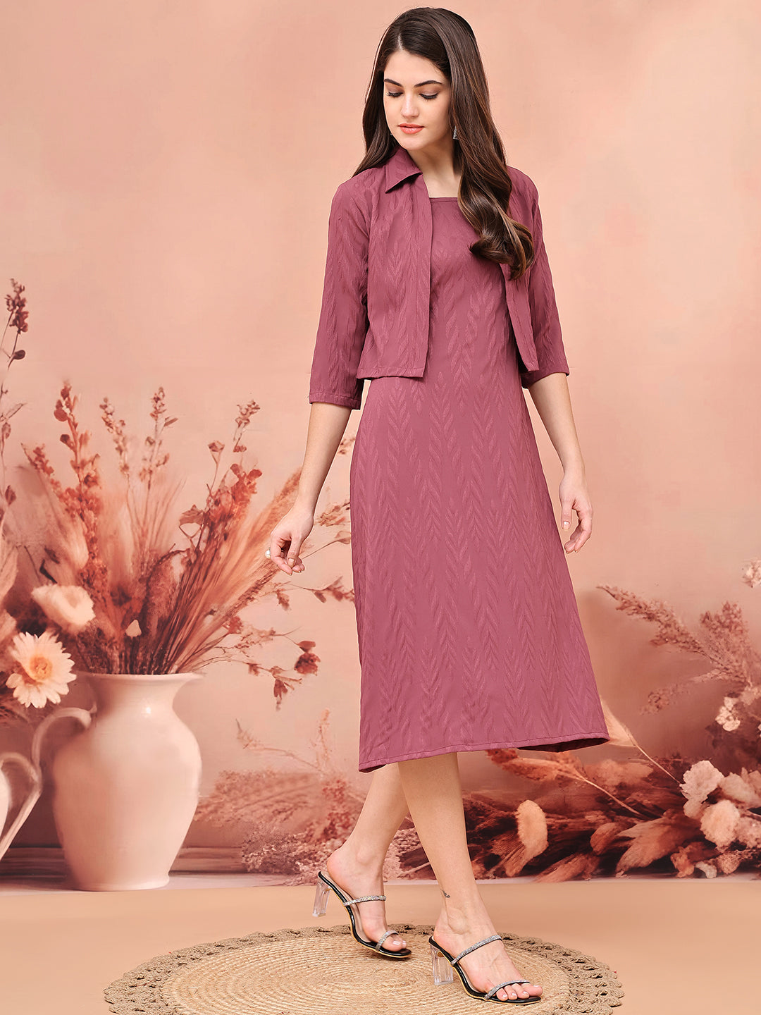 Purple Color Self Design Ethnic Dress