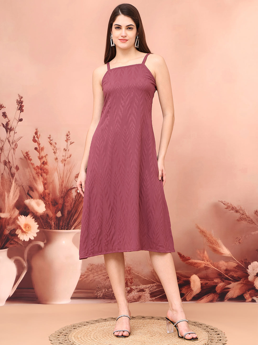 Purple Color Self Design Ethnic Dress