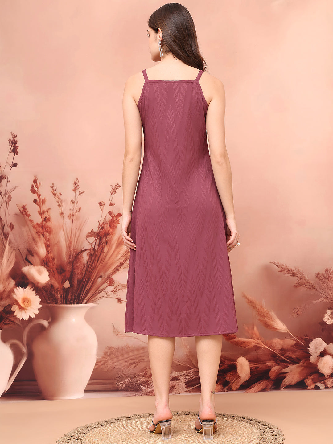 Purple Color Self Design Ethnic Dress