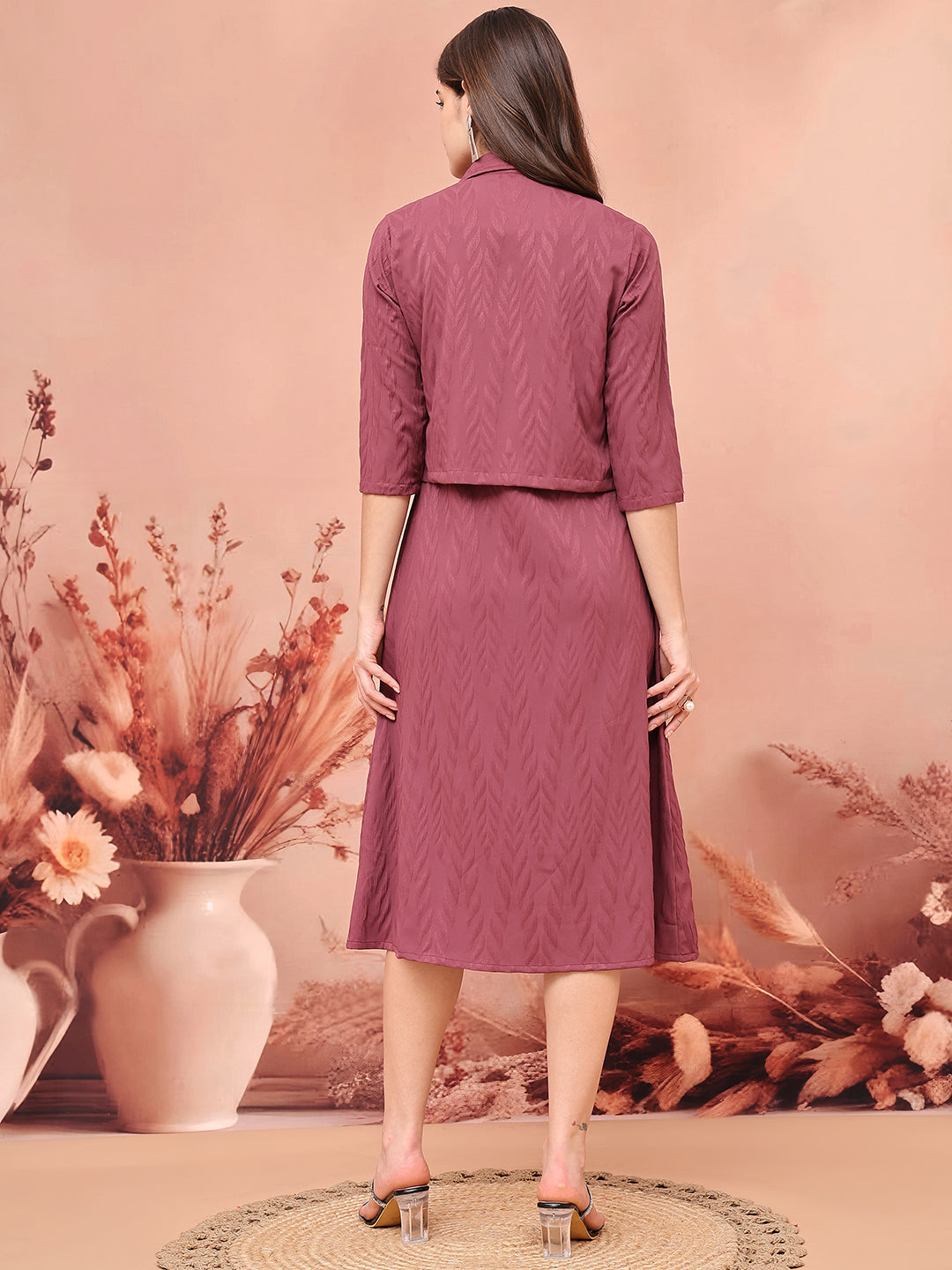 Purple Color Self Design Ethnic Dress