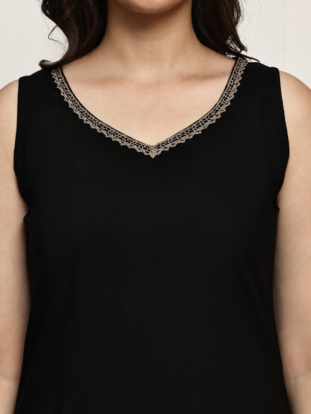Black Colour Ethnic Floral Viscose Rayon Dress For Women