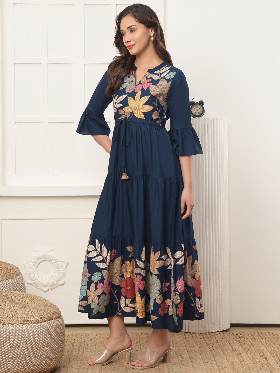 Lifestyle shot of Floral Style Dresses for lounging