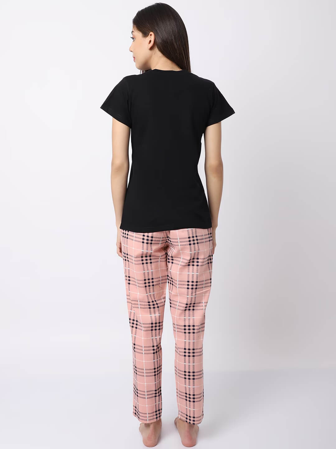 Peach Abstract Printed Cotton Night Suit for Women by Claura