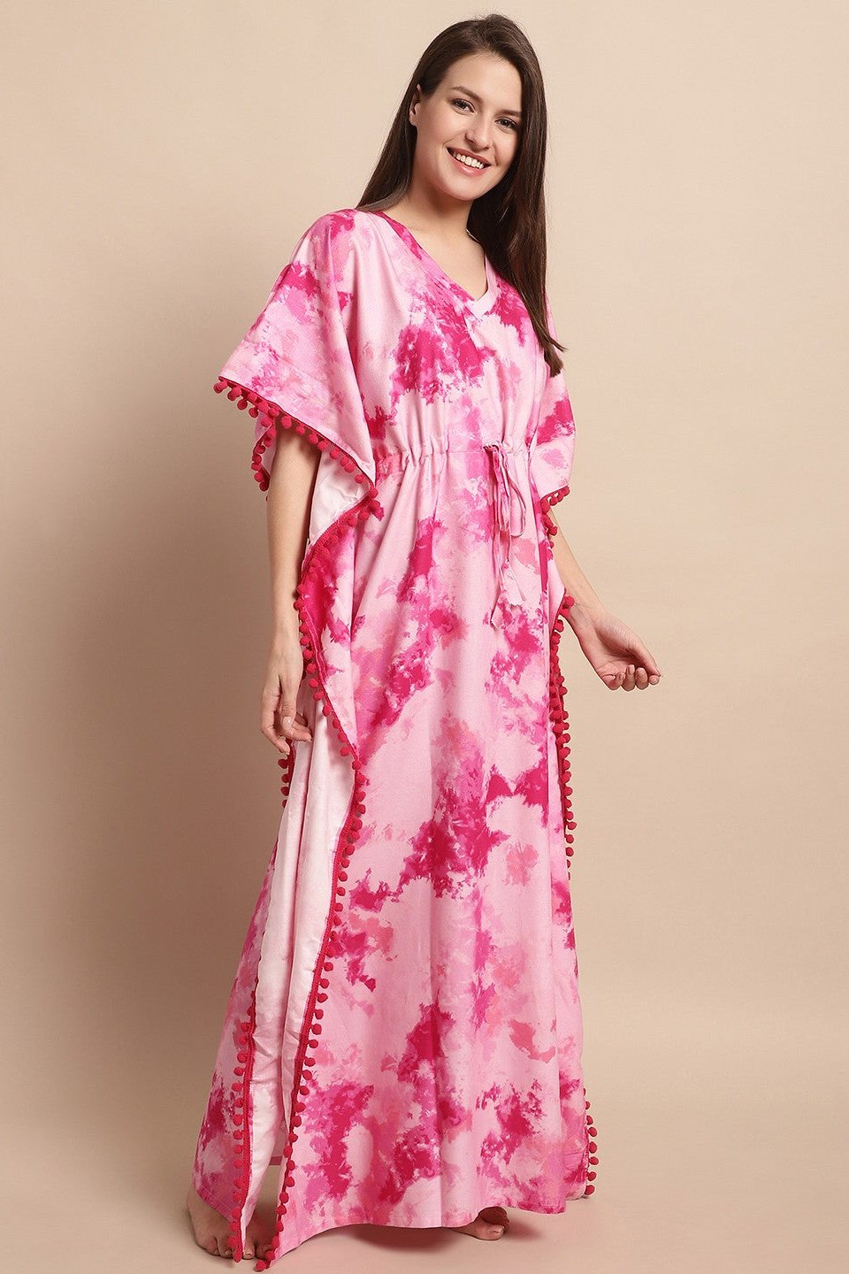 Lifestyle shot of floral printed Kaftan Dress for women