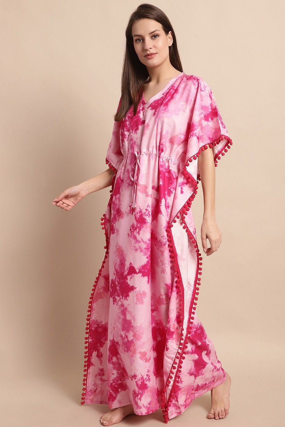 Lifestyle shot of floral printed Kaftan Dress for women