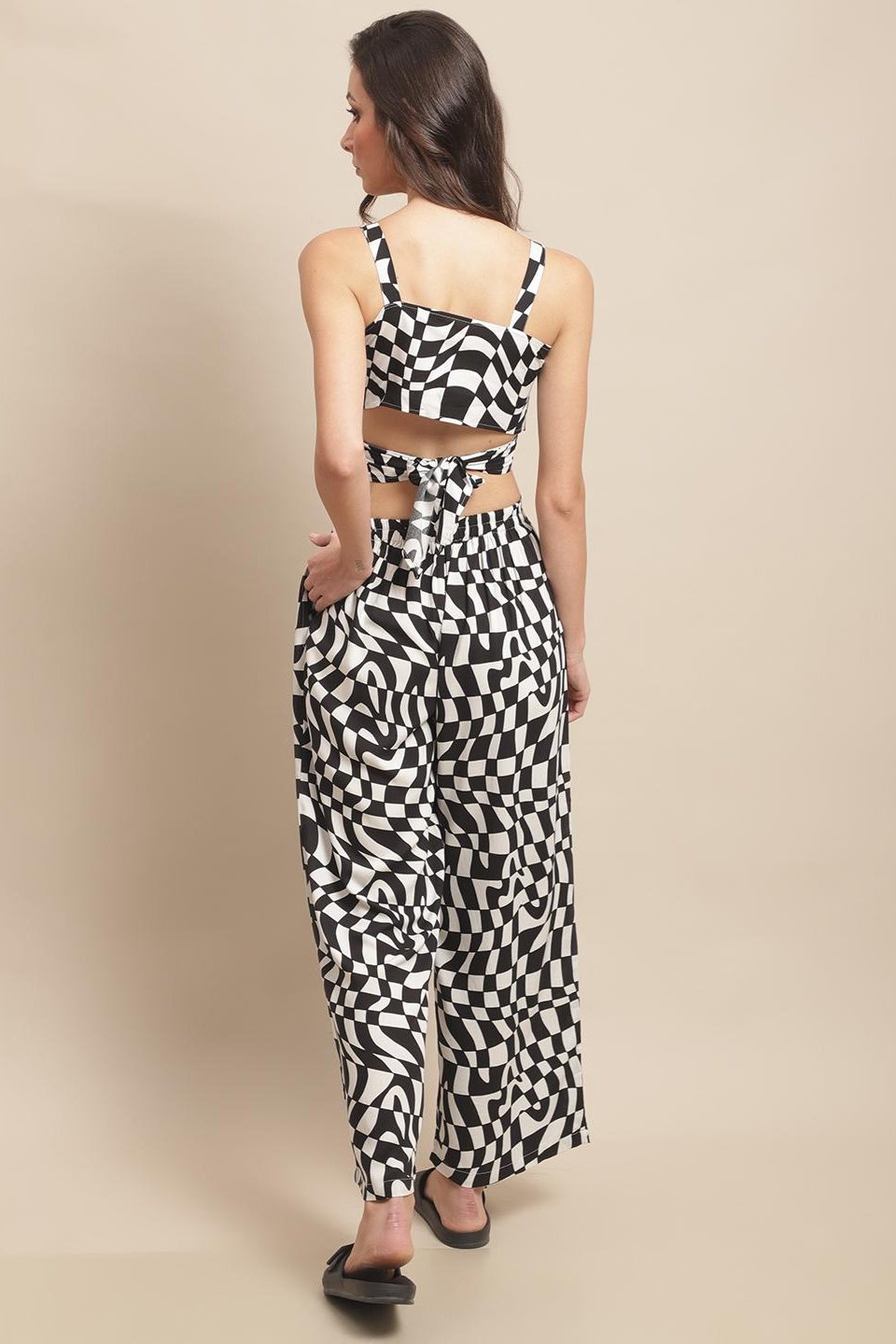 Black & White Geometric Printed Viscose Rayon Beachwear For Woman Claura Designs Pvt. Ltd. Beachwear Beachwear, Beachwear_size, Black, Coverup, Geometric Printed, Rayon, Swimwear, White