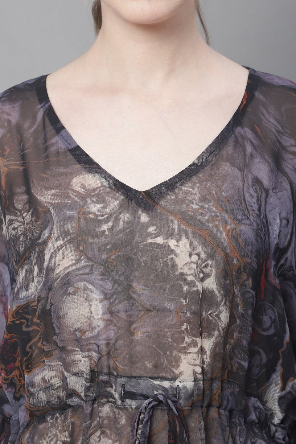 Close-up of Georgette Fabric on Black Beach Dress