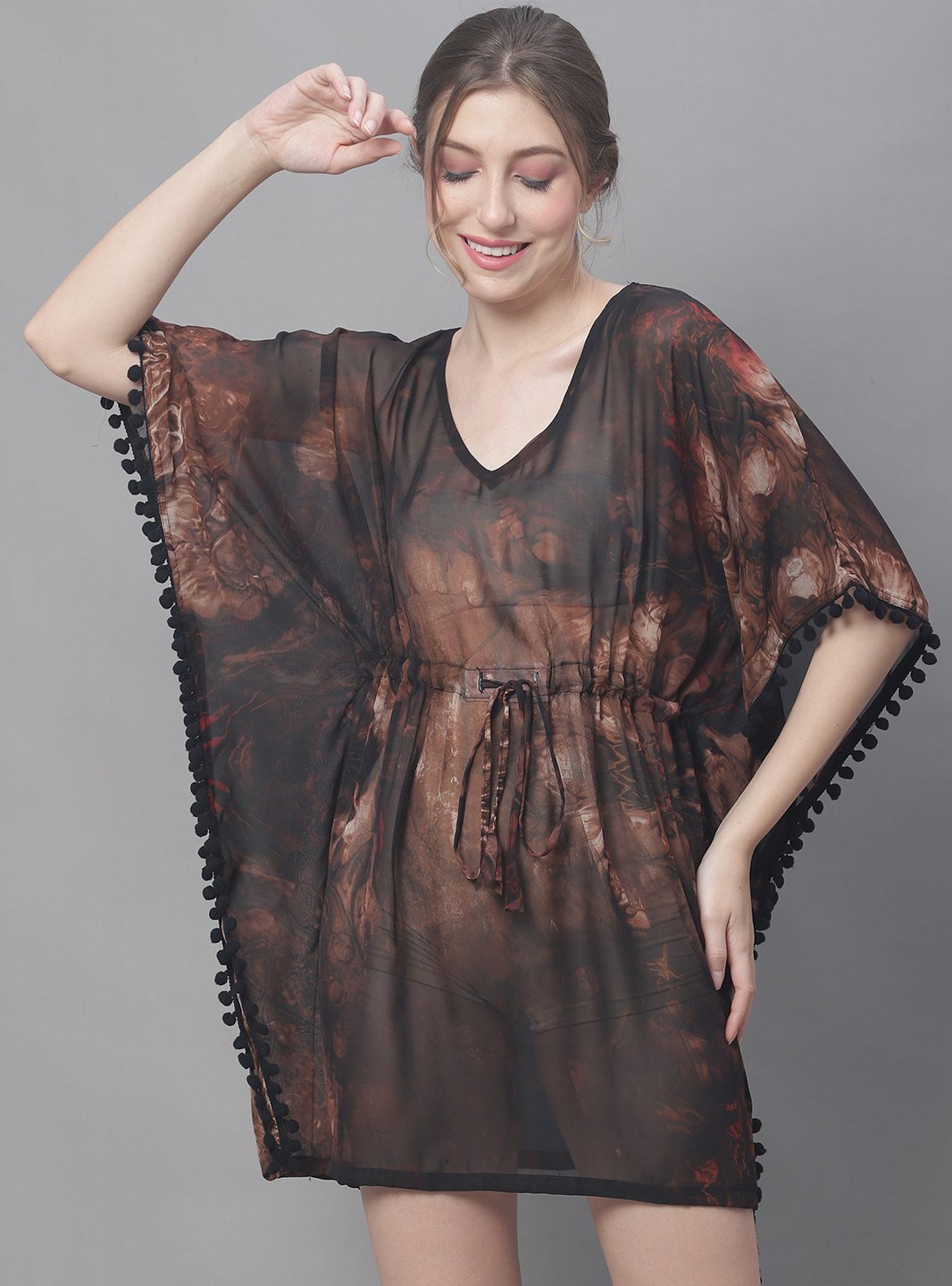 Resort Look – Brown Solid Beach Dress for Vacation