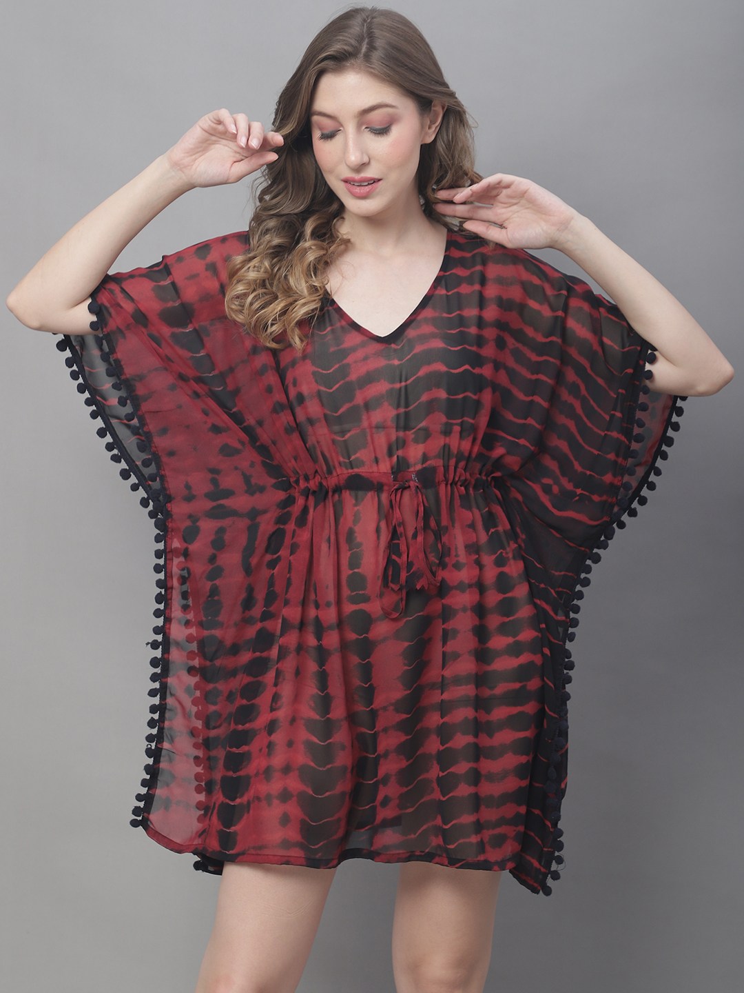 Resort look – Solid Maroon Beach Dress for Vacation