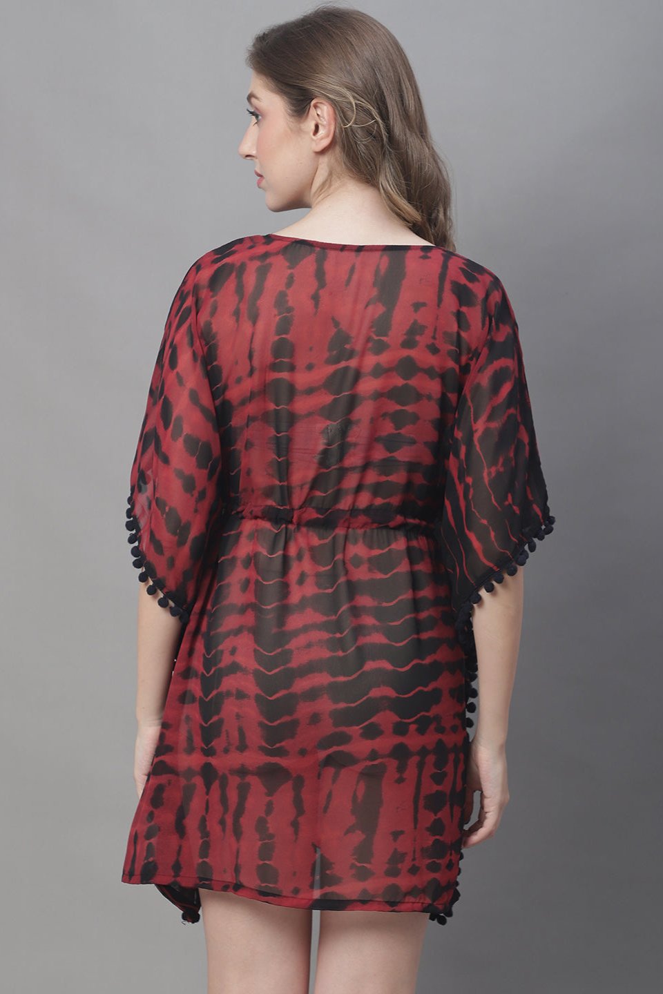 Model in Maroon Beach Wear for Women