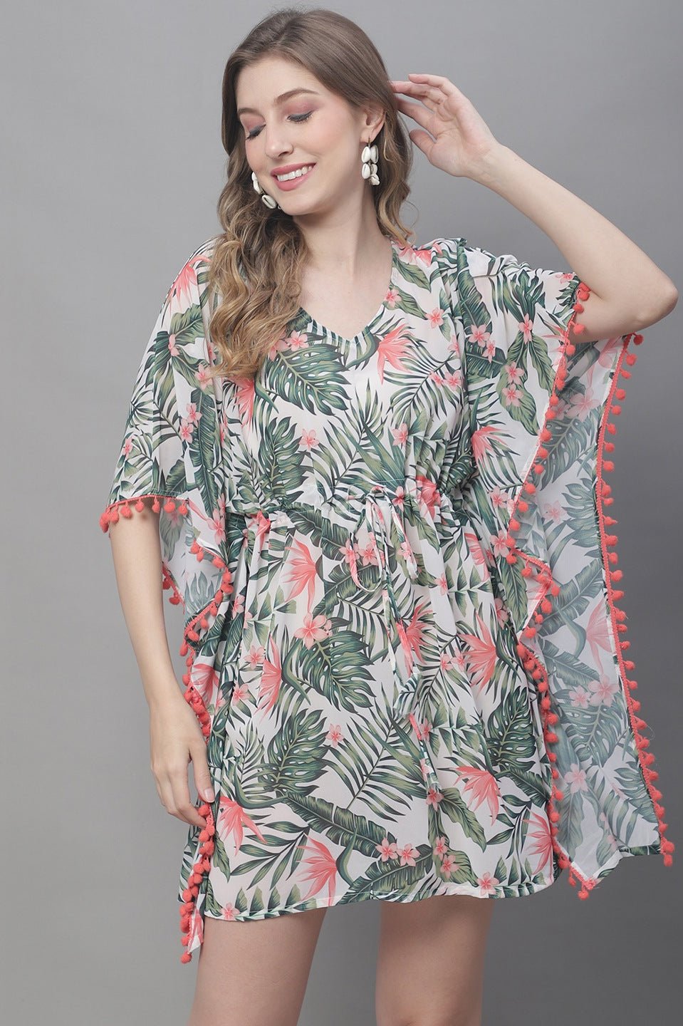 Resort look – Solid Green Beach Dress for Vacation