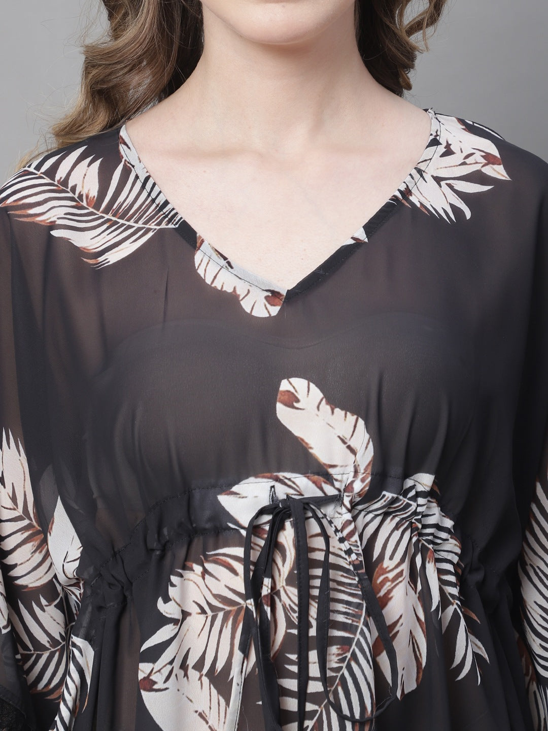 Close-up of Georgette Fabric on Black Beach Dress