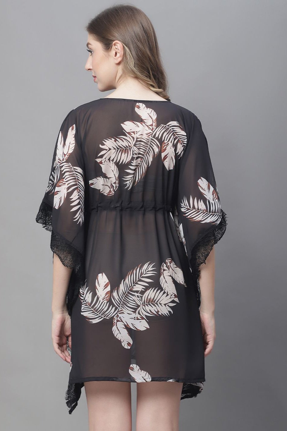 Close-up of Greorgette Fabric on Black Beach Dress