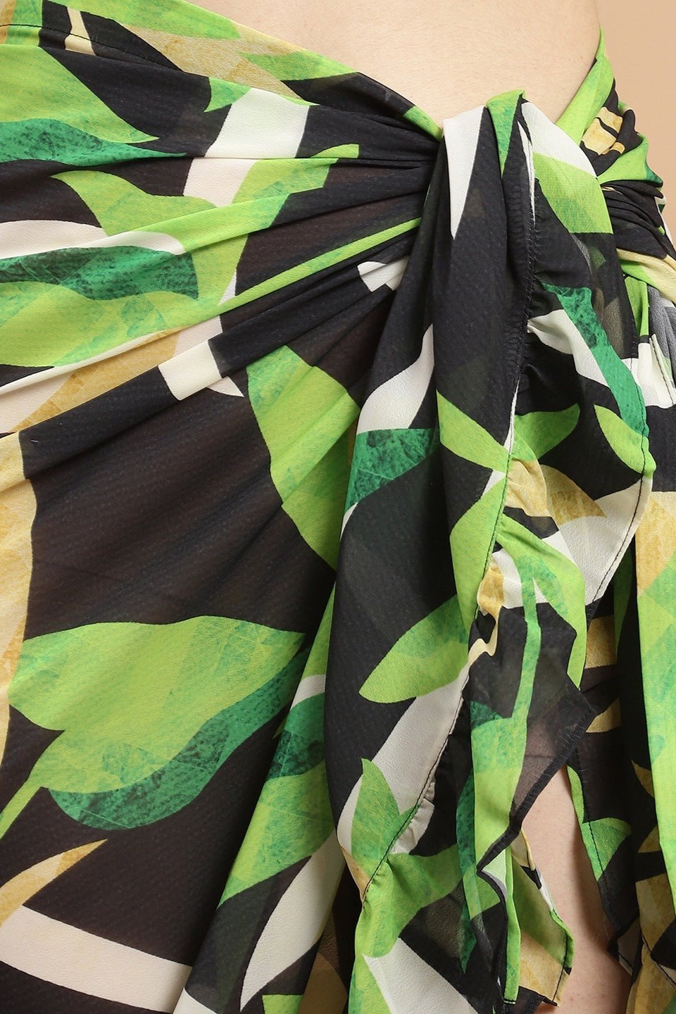 Close-up of Crepe Fabric on Black Beach Dress