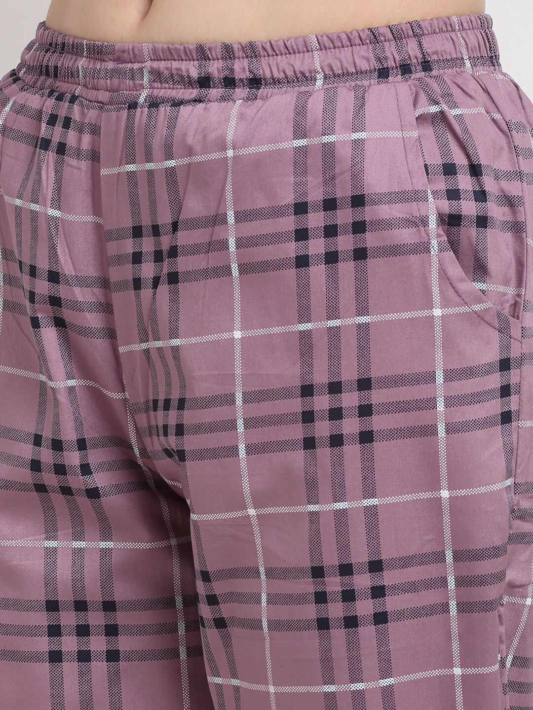 Purple Color Striped Printed Cotton Nightsuit for Women | Claura