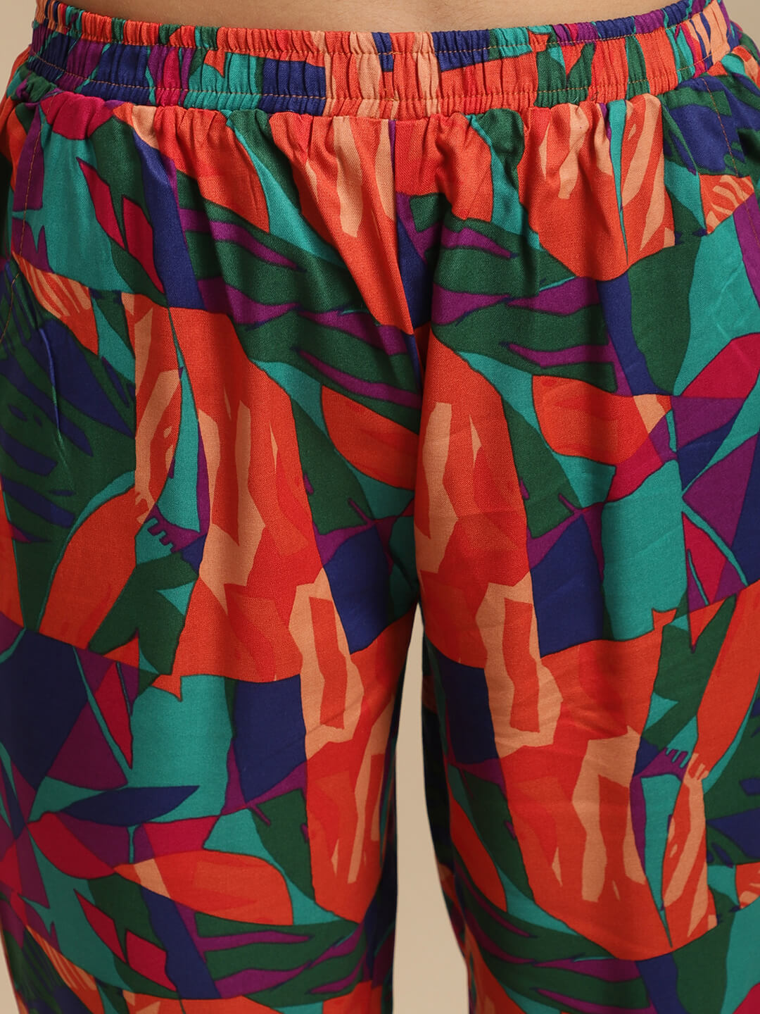 Multi-Color Abstract Printed Viscose Rayon Night Suit for Women by Claura