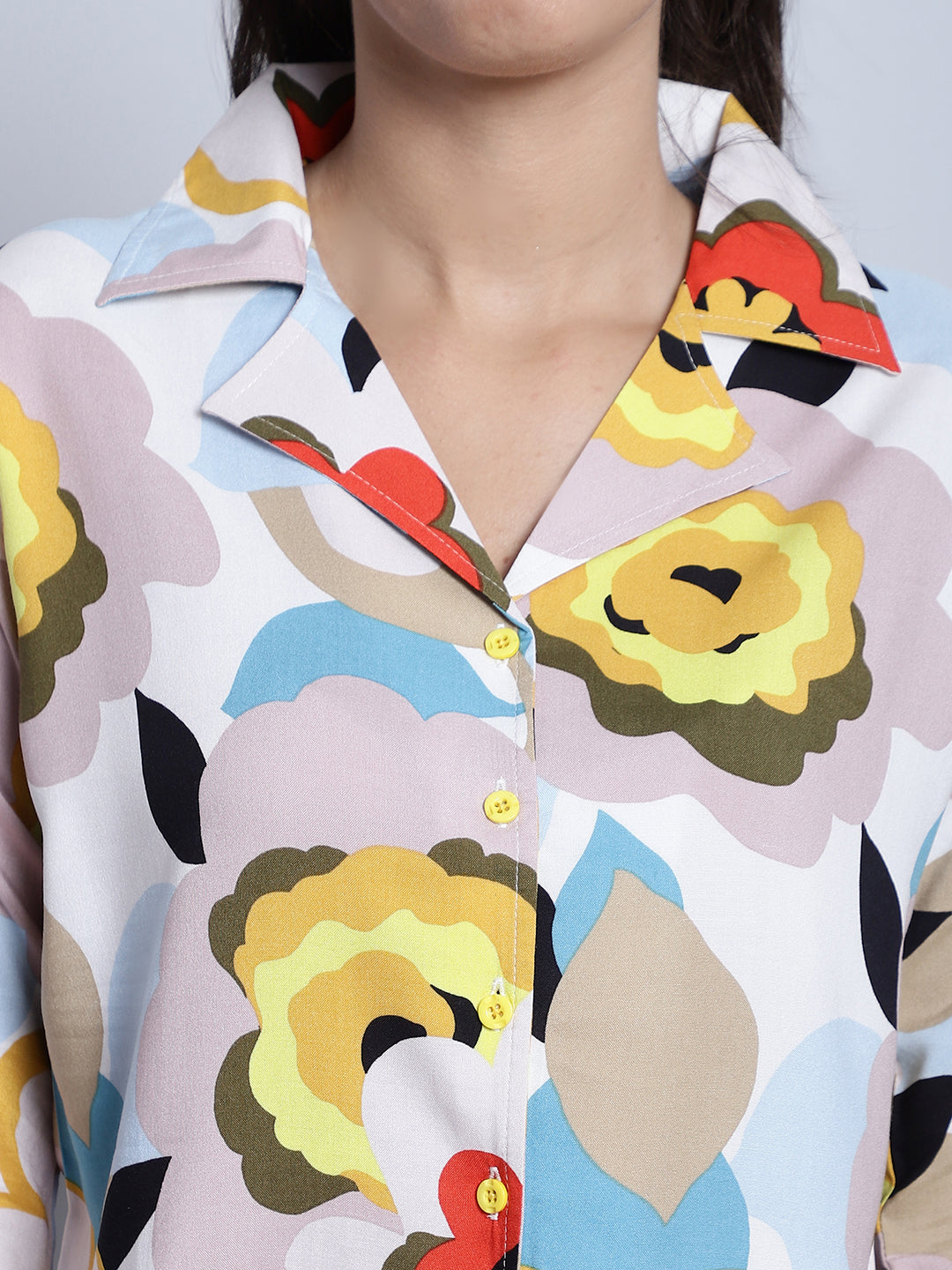 Multi-Color Abstract Printed Viscose Rayon Night Suit for Women by Claura