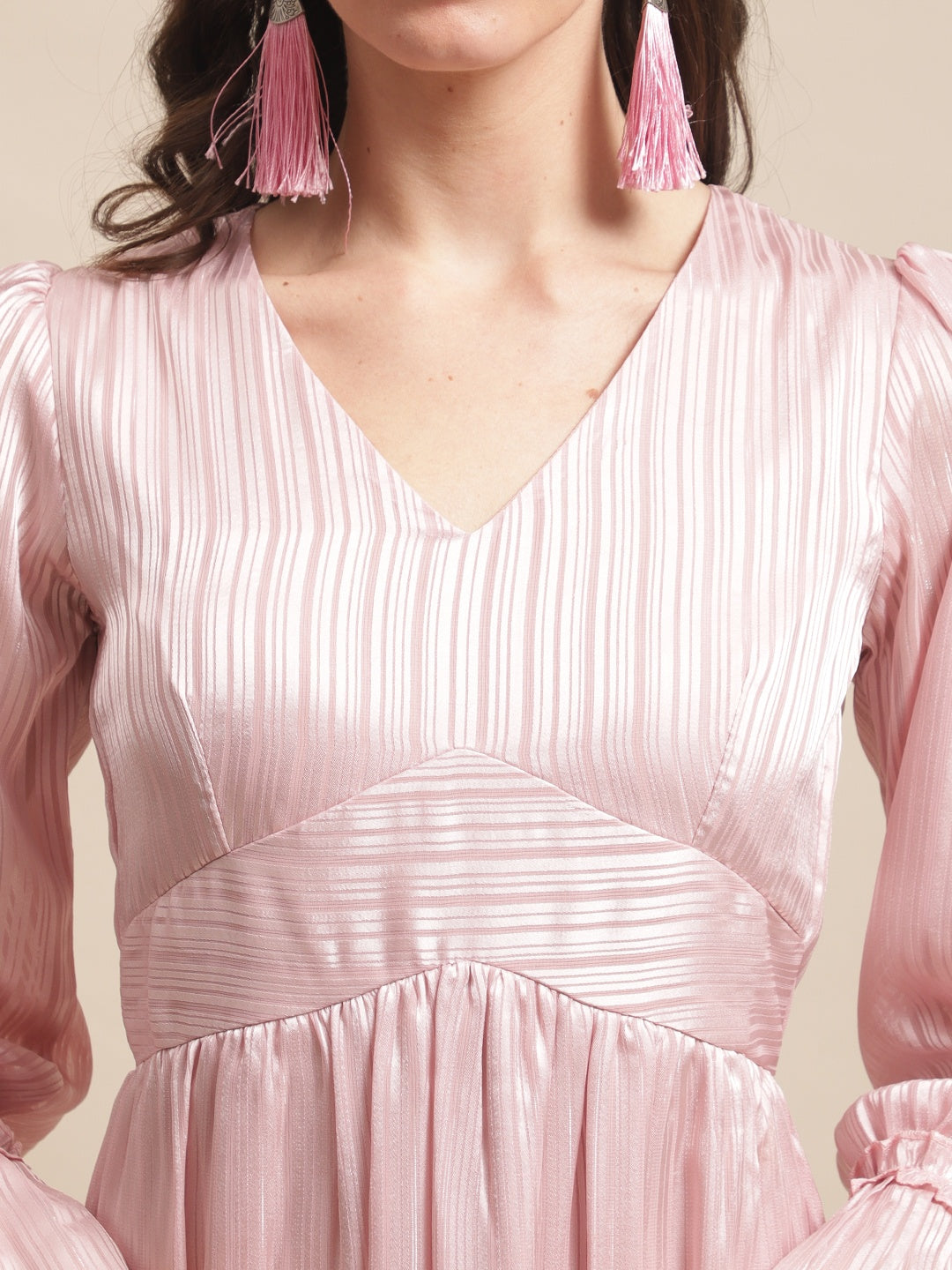 Pink Color Floral Printed Georgette Dress For Women Claura Designs Pvt. Ltd. Ethic dress Dresses, Floral, Georgette, Long Sleeves, Party wear, Pink, solid