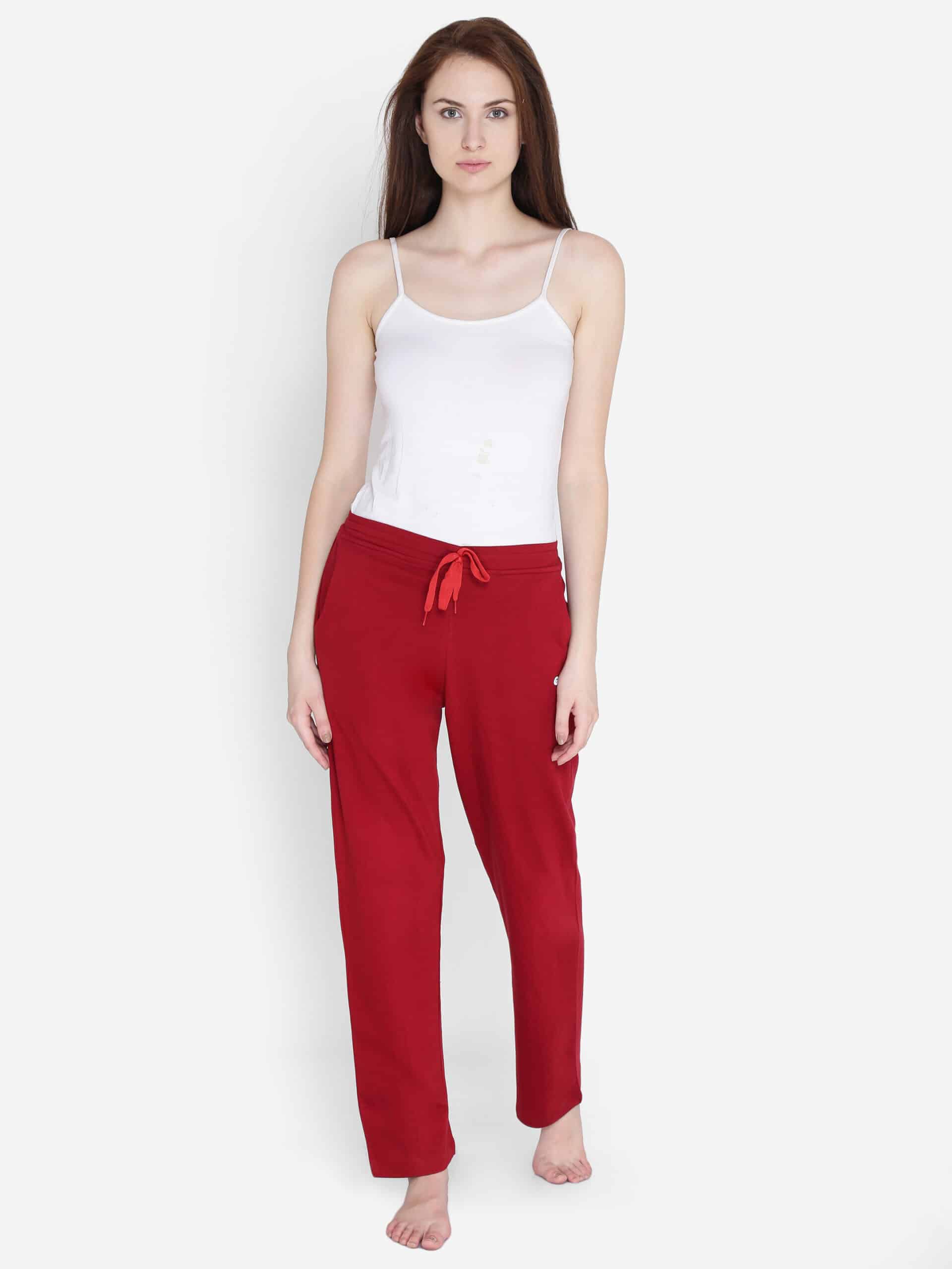 Red Solid Printed Cotton Lounge Pants – Claura Designs Pvt. Ltd.