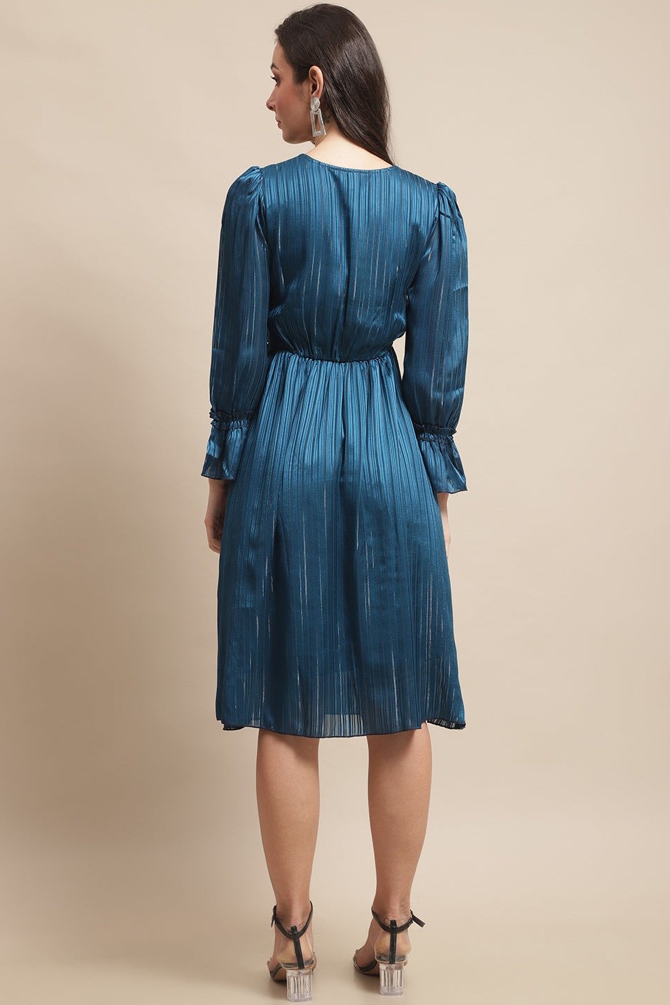 Blue Color Solid Printed Georgette Dress For Women Claura Designs Pvt. Ltd. Ethic dress Blue, Dresses, Ethnic, Georgette, Party wear, Western