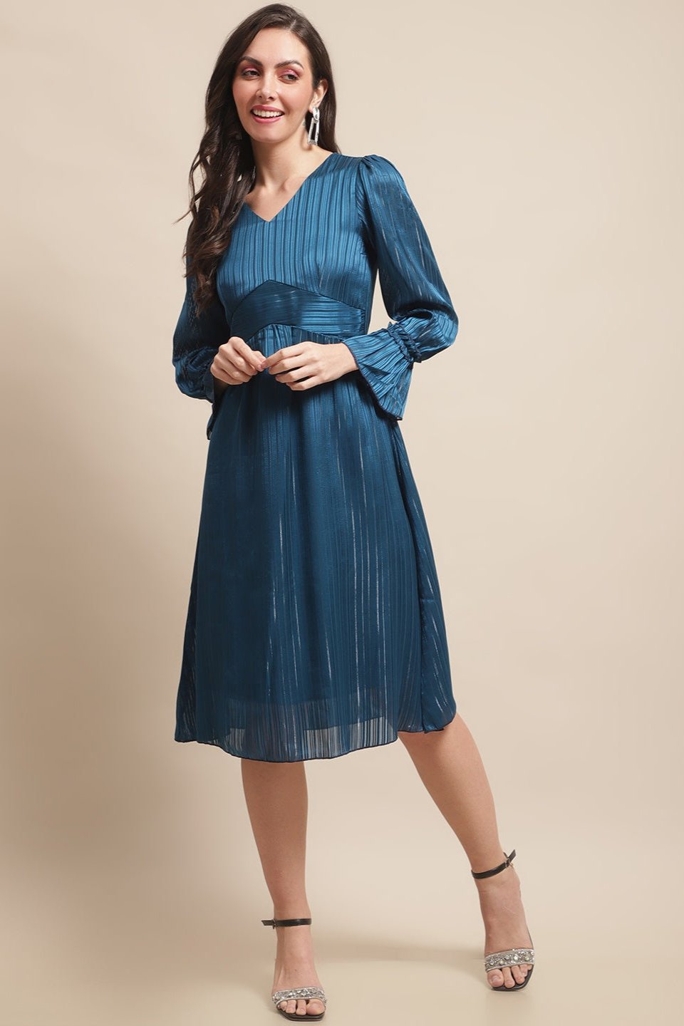 Blue Color Solid Printed Georgette Dress For Women Claura Designs Pvt. Ltd. Ethic dress Blue, Dresses, Ethnic, Georgette, Party wear, Western