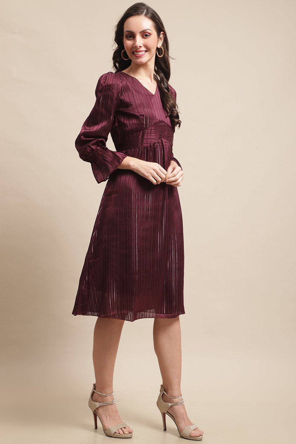 Lifestyle shot of floral printed georgette dress