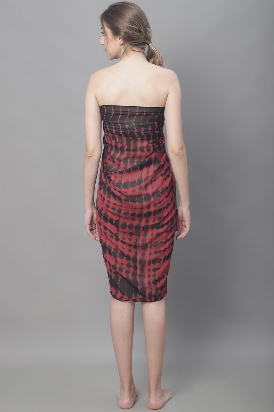 Close-up of Georgette Fabric on Maroon Beach Dress