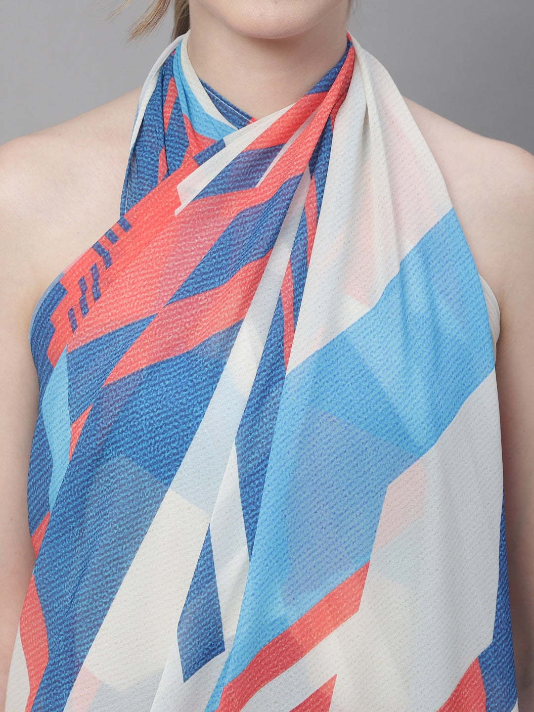 Close-up of Georgette on Blue Beach Dress