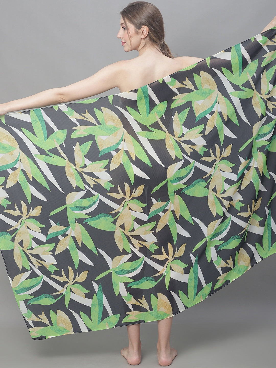 Black Floral Bikini Dress Cover-Up - Side View