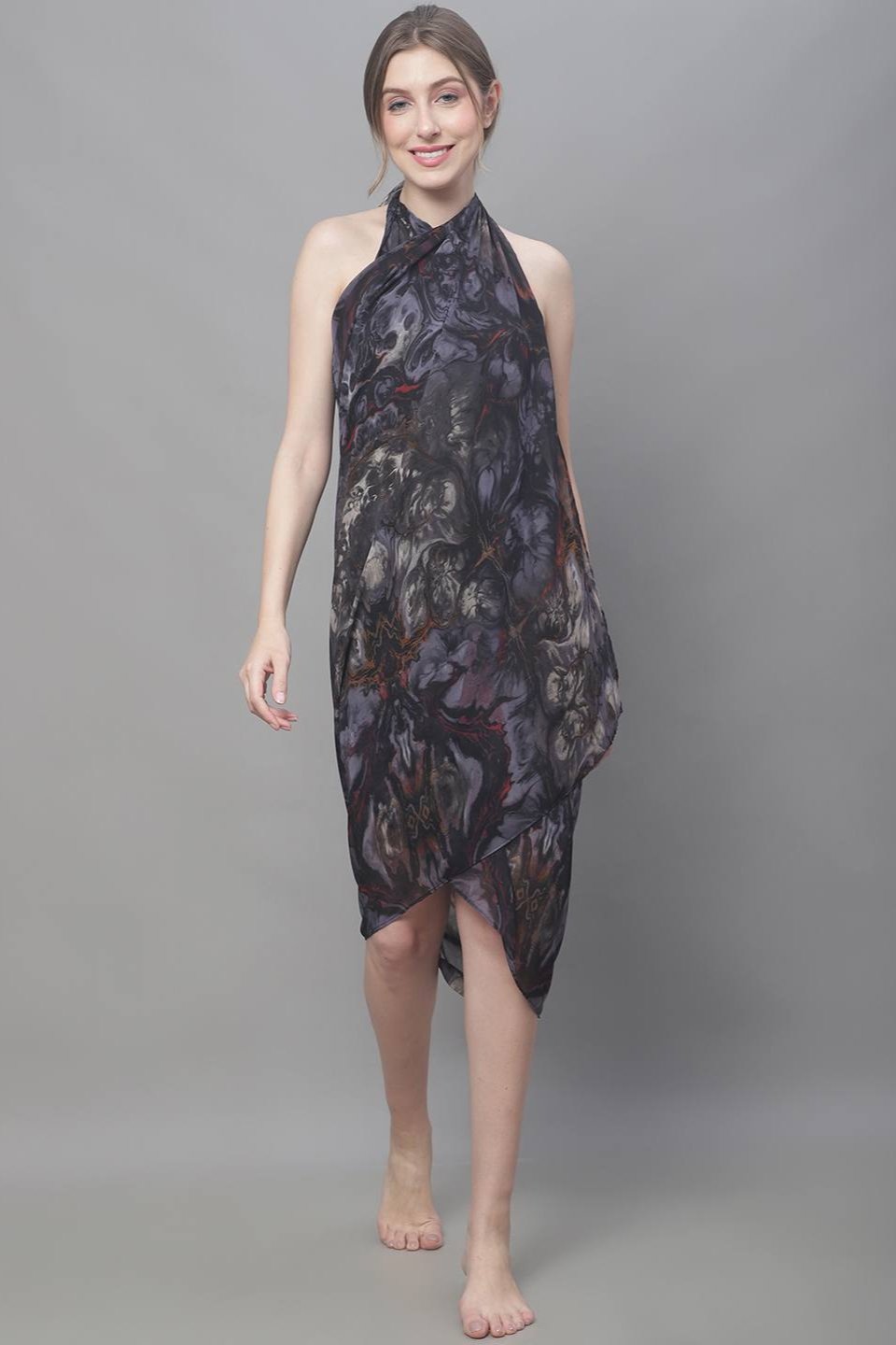 Woman wearing Black Solid Beach Dress for Women
