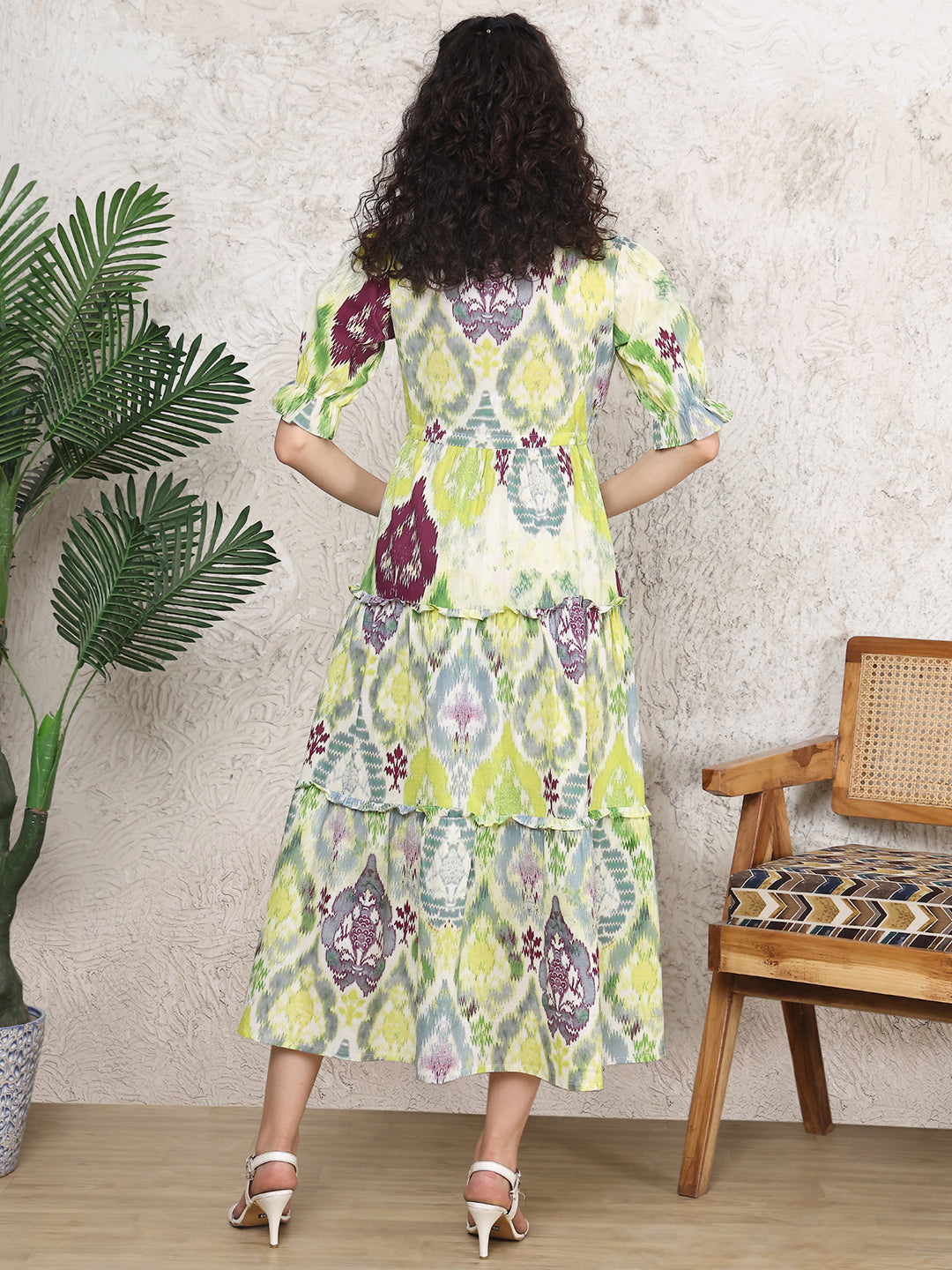 Multi Colour Ethnic Printed Pure Cotton Dress For Women
