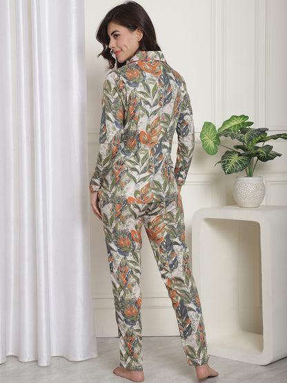 Multi Color Floral Printed Viscose Rayon Night Suit